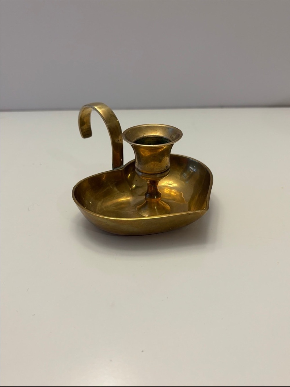 Vintage brass heart shaped candlestick holder